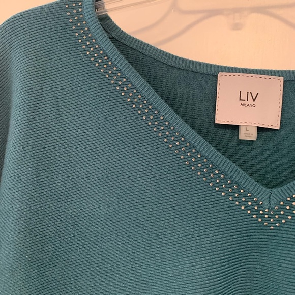 Liv Milano | Turquoise sweater with gemstones size large - Picture 7 of 7